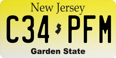 NJ license plate C34PFM