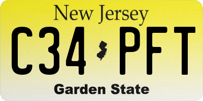 NJ license plate C34PFT