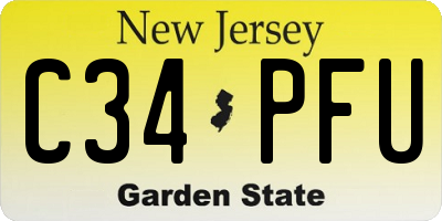NJ license plate C34PFU