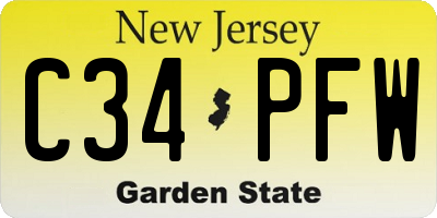 NJ license plate C34PFW