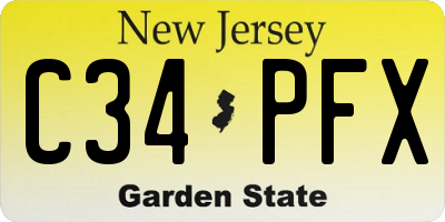 NJ license plate C34PFX