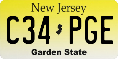 NJ license plate C34PGE