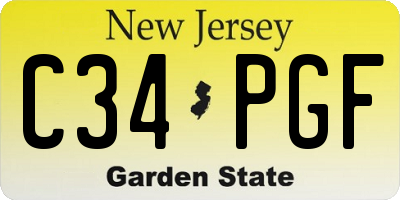 NJ license plate C34PGF