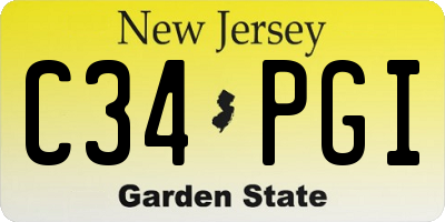 NJ license plate C34PGI