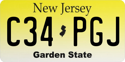 NJ license plate C34PGJ