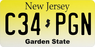NJ license plate C34PGN