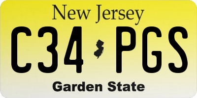 NJ license plate C34PGS