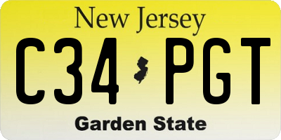 NJ license plate C34PGT