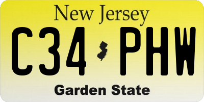 NJ license plate C34PHW
