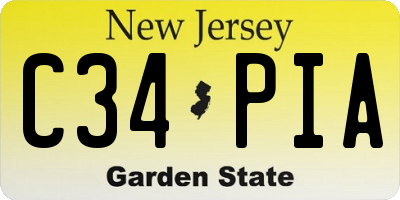 NJ license plate C34PIA