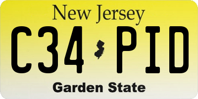 NJ license plate C34PID