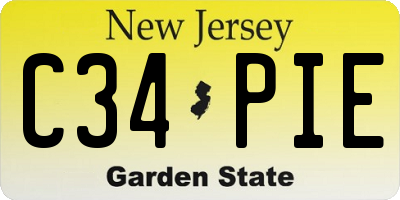 NJ license plate C34PIE