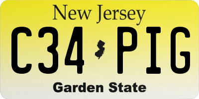 NJ license plate C34PIG