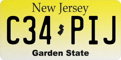 NJ license plate C34PIJ