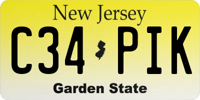 NJ license plate C34PIK