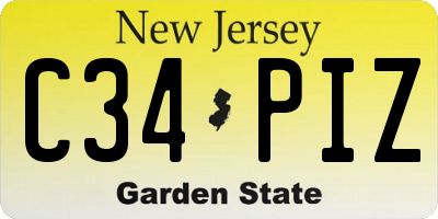 NJ license plate C34PIZ