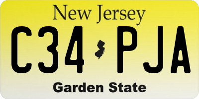 NJ license plate C34PJA