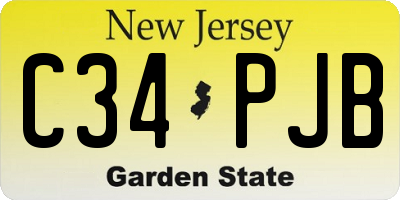 NJ license plate C34PJB