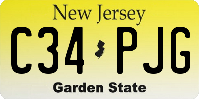 NJ license plate C34PJG
