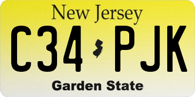 NJ license plate C34PJK