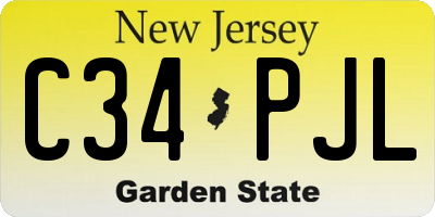 NJ license plate C34PJL