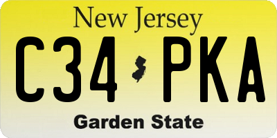 NJ license plate C34PKA