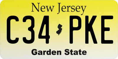 NJ license plate C34PKE