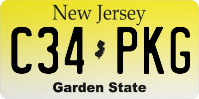 NJ license plate C34PKG