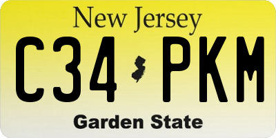 NJ license plate C34PKM