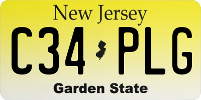 NJ license plate C34PLG