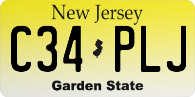 NJ license plate C34PLJ