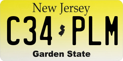 NJ license plate C34PLM