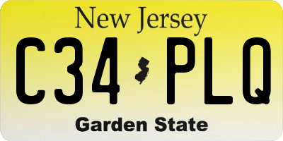 NJ license plate C34PLQ