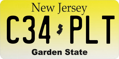 NJ license plate C34PLT