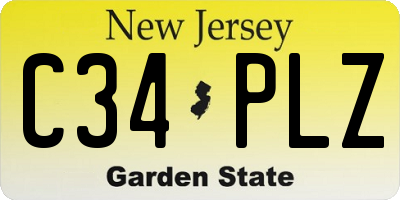 NJ license plate C34PLZ
