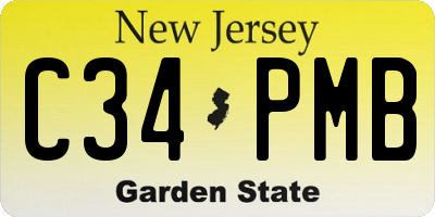 NJ license plate C34PMB