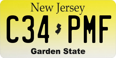 NJ license plate C34PMF