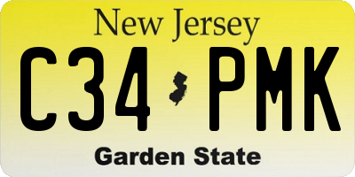 NJ license plate C34PMK