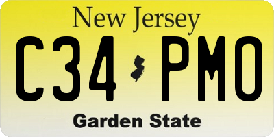 NJ license plate C34PMO