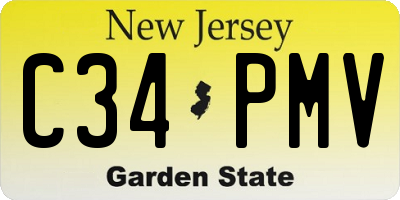 NJ license plate C34PMV