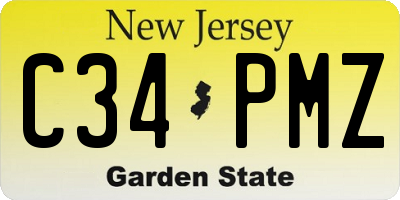 NJ license plate C34PMZ