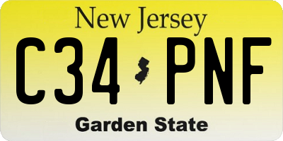 NJ license plate C34PNF