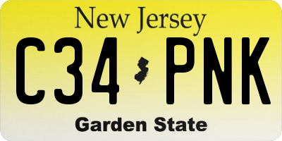 NJ license plate C34PNK