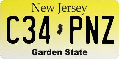 NJ license plate C34PNZ