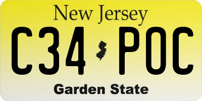 NJ license plate C34POC