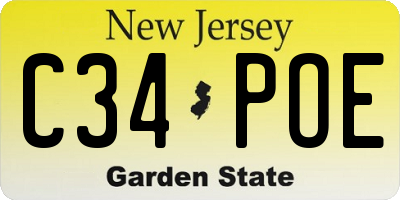 NJ license plate C34POE