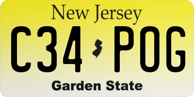 NJ license plate C34POG