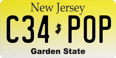 NJ license plate C34POP