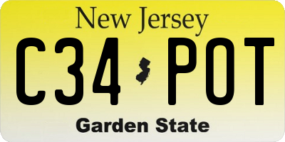 NJ license plate C34POT