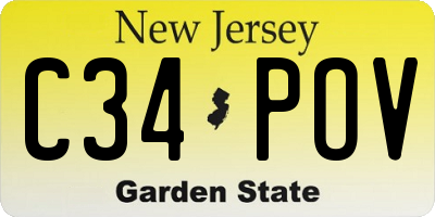 NJ license plate C34POV